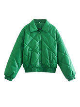 Y2K Green PU Leather Loose Lapel Jackets