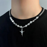 Y2K Imitation Pearl Cross Pendant Necklace