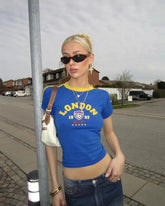 Y2K London Baby Tee Blue