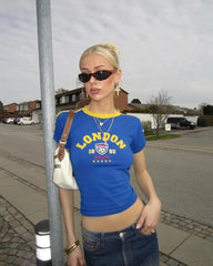 Y2K London Baby Tee Blue