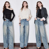 Y2K Mid Waist Wide Leg Denim Boyfriend Fit Jeans