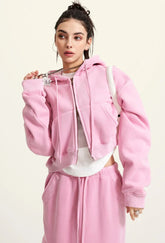 Y2K Origin 355gsm Essentials Boxy Cropped Zip Up Hoodie