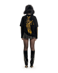 Y2K Oversized Justice Graphic Long Sleeve Top
