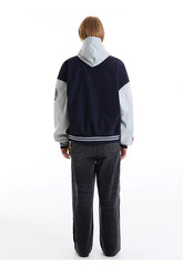 Y2K PU Leather Sleeve Embroidered Varsity Jacket