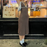 Y2K Polka Dot V Neck Midi Dress