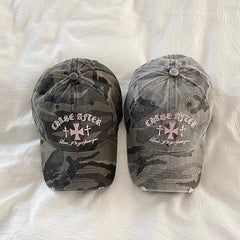 Y2K Retro Cross Camo Baseball Cap