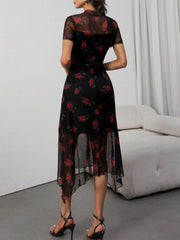 Y2K Rose Thorn Print Mini Dress