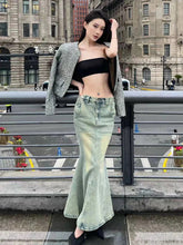 Y2K Split Denim Long Mermaid Fishtail Maxi Skirt