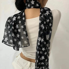 Y2K Star Print Grunge Neckerchief Scarf
