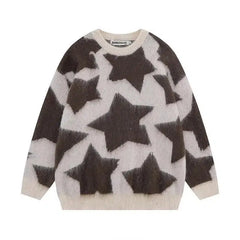 Y2K Star Struck Woven Plaid Knit Jumper