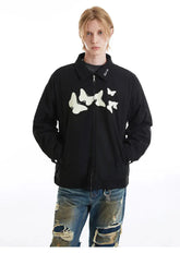 Y2K Vintage Corduroy Butterfly Black Lapel Jacket