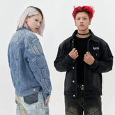 Y2K Washed Armour Panel Denim Jacket