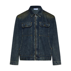 Y2K Washed Distressed Faded full Zip Up Denim Jacket