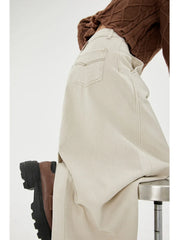 Y2K White Denim A-line Maxi Skirt