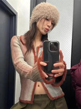 Y2K Zip Up Gradient Cardigan Sweater