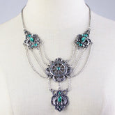 Steampunk necklace with green crystals