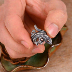 Silver Lizard Steampunk ring