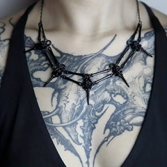 Steampunk birds skulls necklace