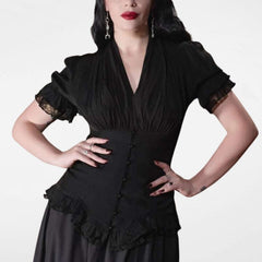 Steampunk short puff sleeve shirt