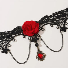 Steampunk choker with red rose