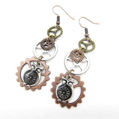 Mecanical Owl Steampunk earrings