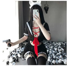 Alternative 'Burning down' Black See Through Mesh Lingerie Cosplay Set