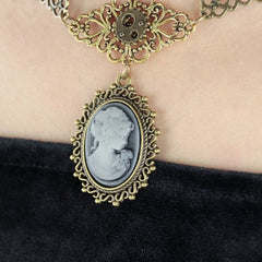 Steampunk lace metal necklace
