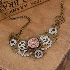 Steampunk necklace with cogs