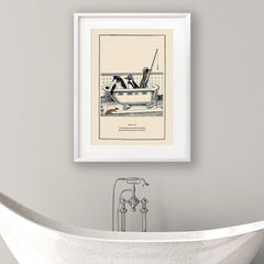 Vintage Steampunk funny toilet wall art: penguns