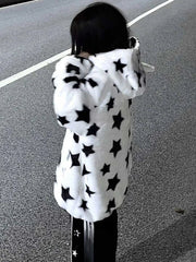 Fuzzy Star Oversized Zip Up Hoodie