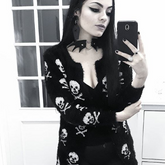 Fuzzy Bones' Black and White Fluffy Skull Goth Emo Cardigan