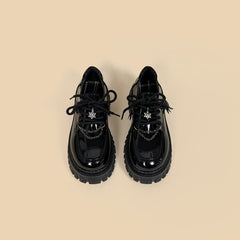 Glossy Black Pentagram Mary Janes