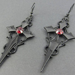 Steampunk gothic cross earrings