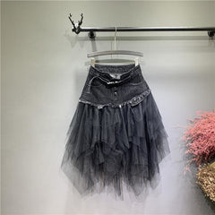 Denim and tulle Steampunk skirt