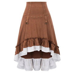 Brown pleated steampunk skirt