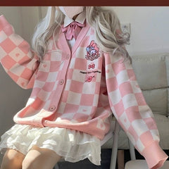 Kawaii Checkered Cardigan