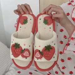 Knit Strawberry Slides