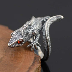 Silver Lizard Steampunk ring