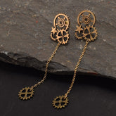 Long Steampunk cogs earrings