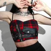 Patchwork Plaid Crop Top