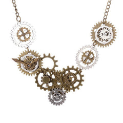 Steampunk necklace with gears