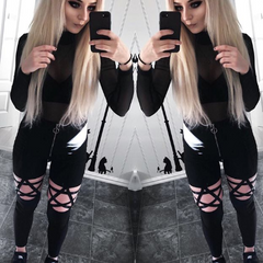 Pentagram Black Gothic 'O'ring Zipper Pants