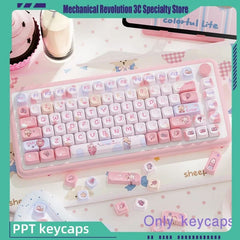 Pink Kawaii Teddy Keycaps Set