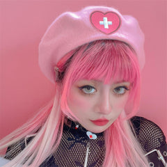 Pink Menhera Nurse Beret