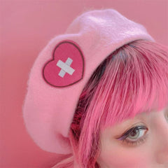 Pink Menhera Nurse Beret