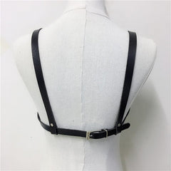 'Heart Beat' Black Goth PU Leather Body Harness