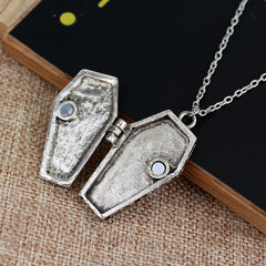 Goth Coffin Locket Pendant Necklace