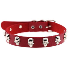Goth 'Built for This' Black PU Leather Skull Stud Choker