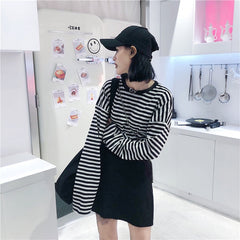 'Defense' Grunge Casual Stripe Top