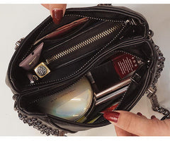 Small black stud bag. Faux leather